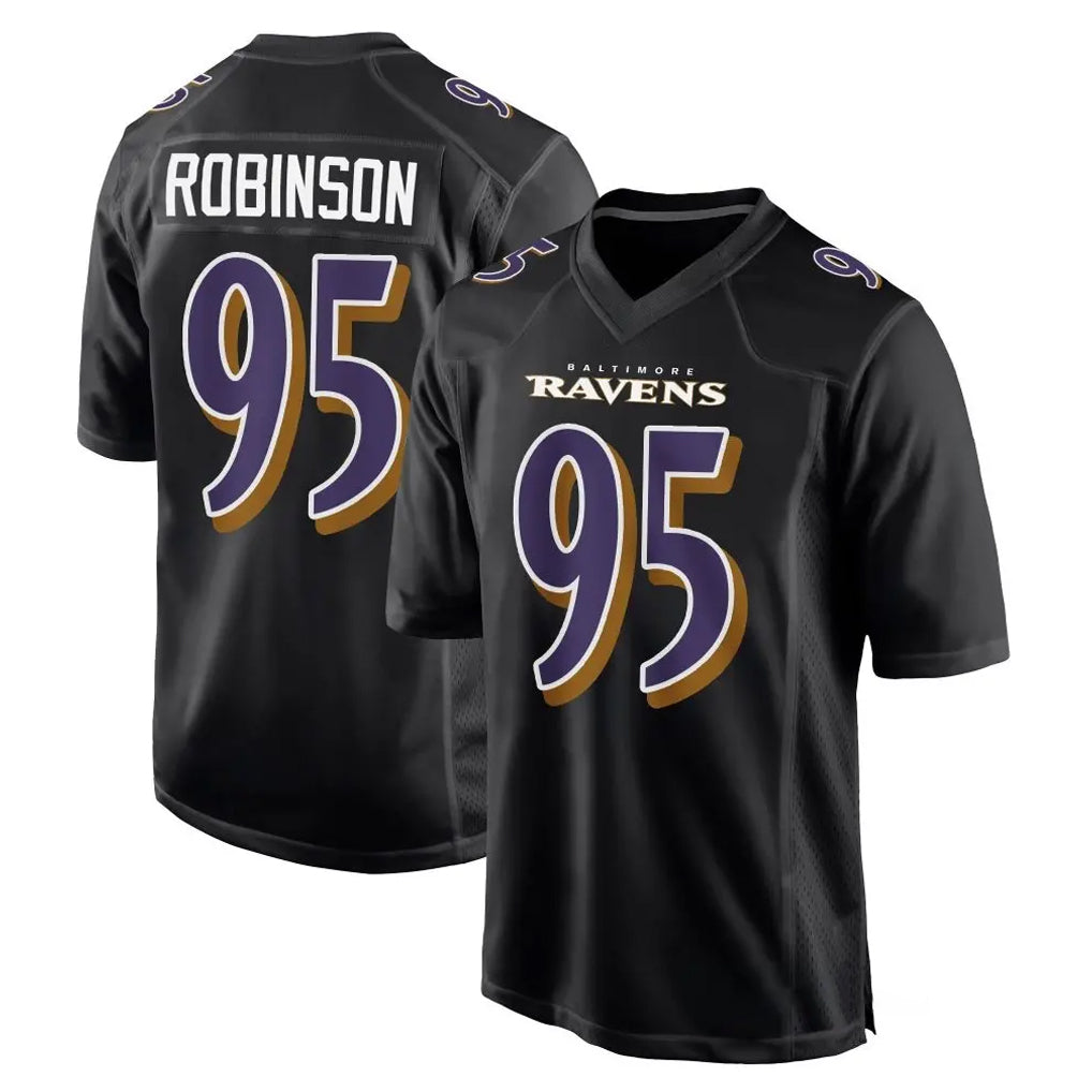 B.Ravens #95 Tavius Robinson Player Black Carbon Fashion Home Game CAdoa Stitched Jerseys