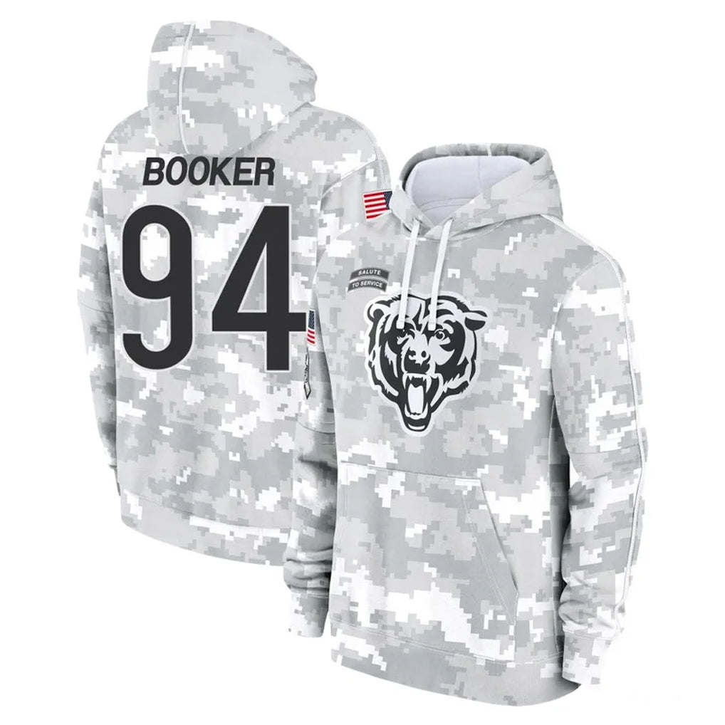 C.Bears #94 Austin Booker Player Arctic Camo Salute to Service Pullover Hoodies Limited CAdoa Stitched Jerseys