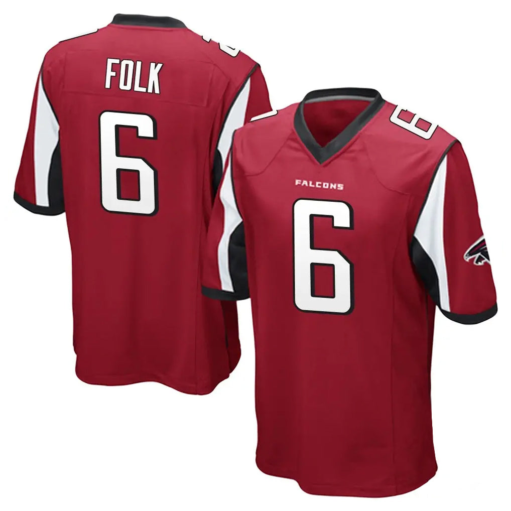 A.Falcons #6 Nick Folk Player Red Color Vapor Home Game CAdoa Stitched Jerseys