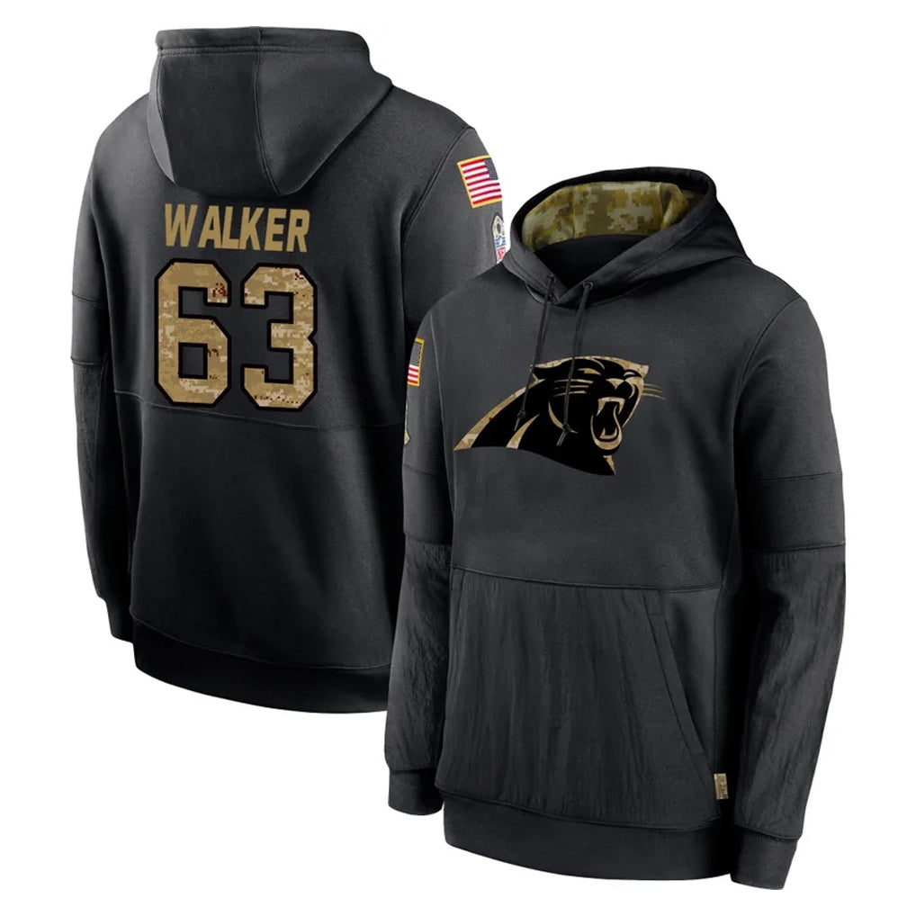 C.Panthers #63 Rasheed Walker Player Black Salute to Service Pullover Hoodies Limited Game CAdoa Stitched Jerseys