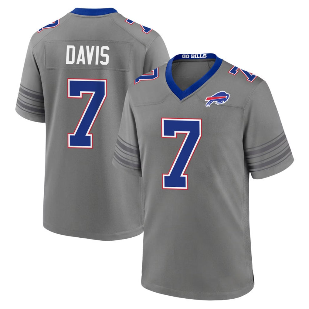 B.Bills #7 Ray Davis Player Gray Nickel City Home Game CAdoa Stitched Jerseys