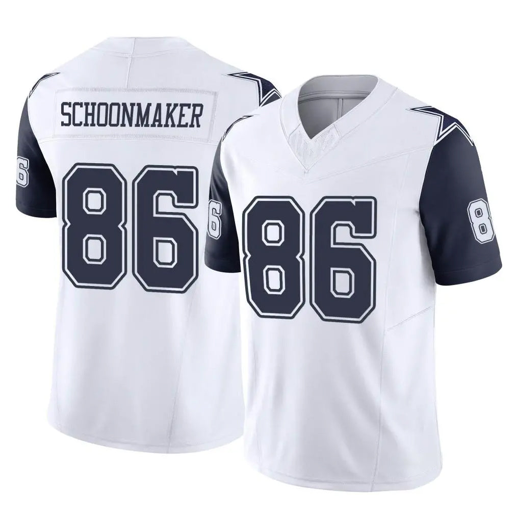 D.Cowboys #86 Luke Schoonmaker Player White-Navy Limited Vapor F.U.S.E. Home Game CAdoa Stitched Jerseys