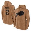 B.Bills #2 DJ Moore Player Brown Salute to Service Hoodies CAdoa Stitched Jerseys