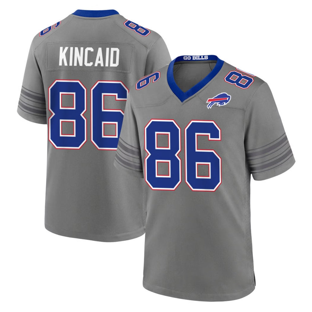 B.Bills #86 Dalton Kincaid Player Gray Nickel City Home Game CAdoa Stitched Jerseys