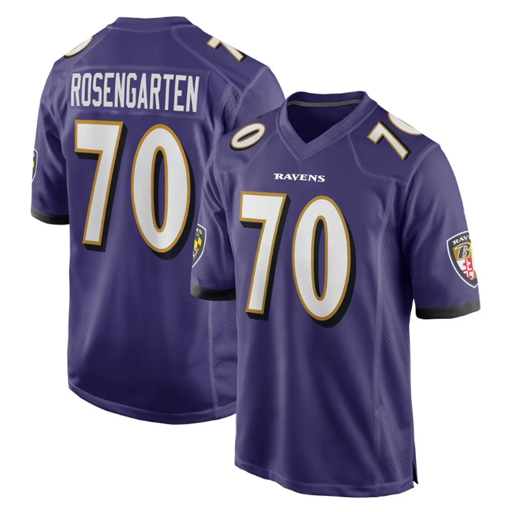 B.Ravens #70 Roger Rosengarten Player Purple Color Rush Home Game CAdoa Stitched Jerseys