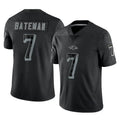 B.Ravens #7 Rashod Bateman Player Black REFLECTIVE Limited CAdoa Stitched Jerseys