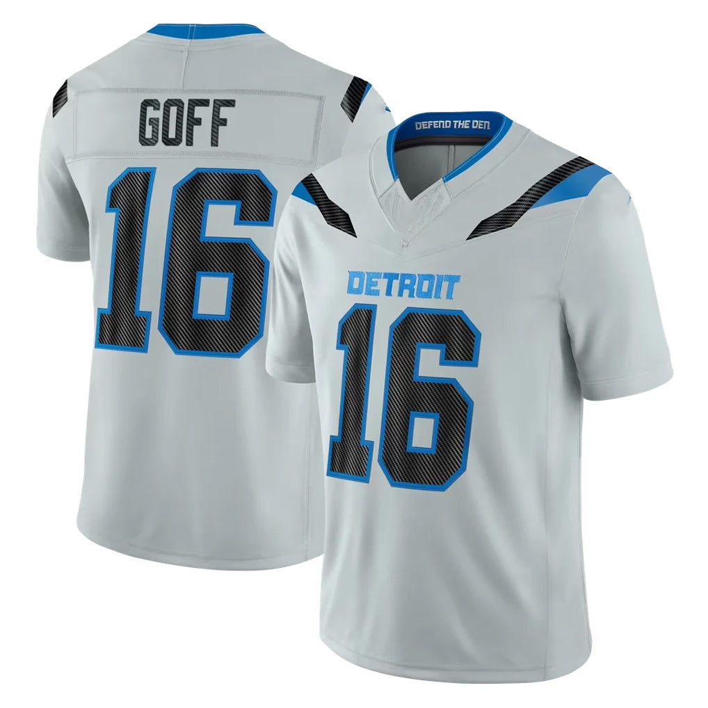 D.Lions #16 Jared Goff Player Silver Limited 2026 Rivalries Collection Home Game CAdoa Stitched Jerseys