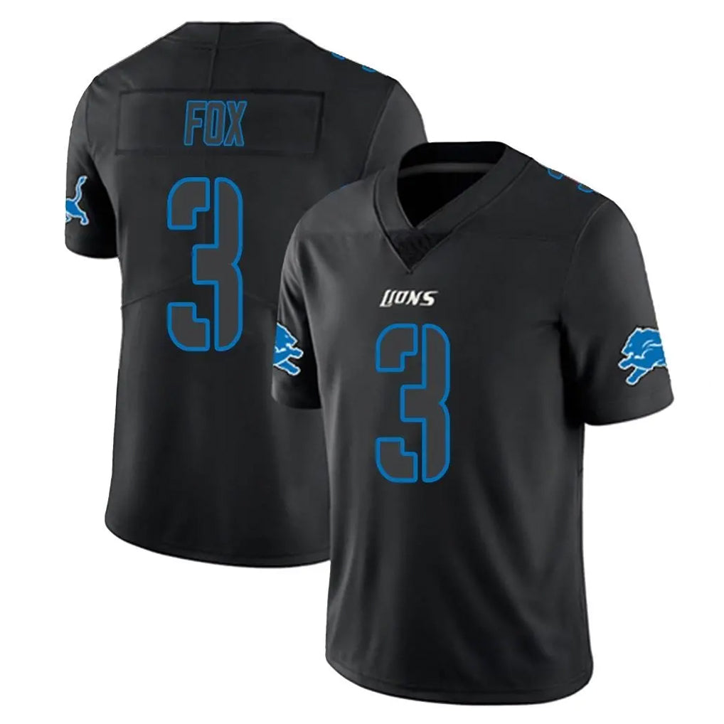 D.Lions #3 Jack Fox Player Black Impact Limited Home Game CAdoa Stitched Jerseys
