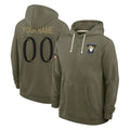 Custom LA.Rams Olive Salute to Service Pullover Hoodies Limited Any Name & Numbers CAdoa Stitched Jerseys