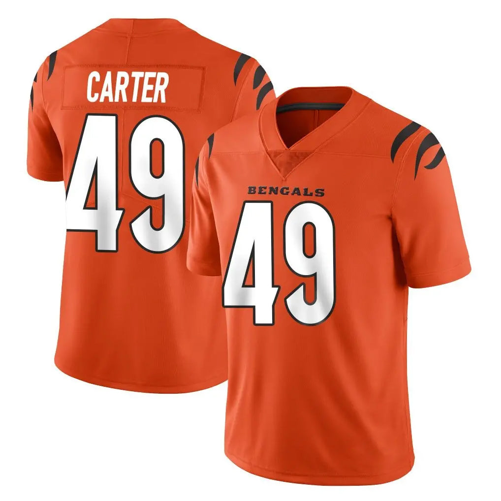 C.Bengals #49 Barrett Carter Player Orange Vapor Untouchable Limited Home Game CAdoa Stitched Jerseys