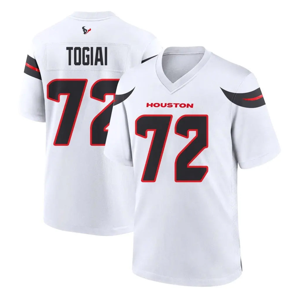H.Texans #72 Tommy Togiai Player White Home Game CAdoa Stitched Jerseys