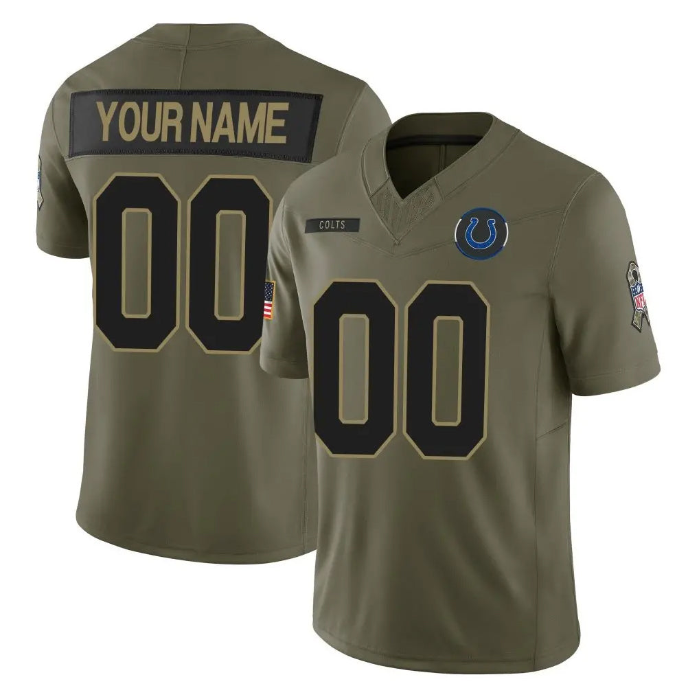 Custom IN.Colts Olive 2025 Salute To Service Limited Game Any Name & Numbers CAdoa Stitched Jerseys