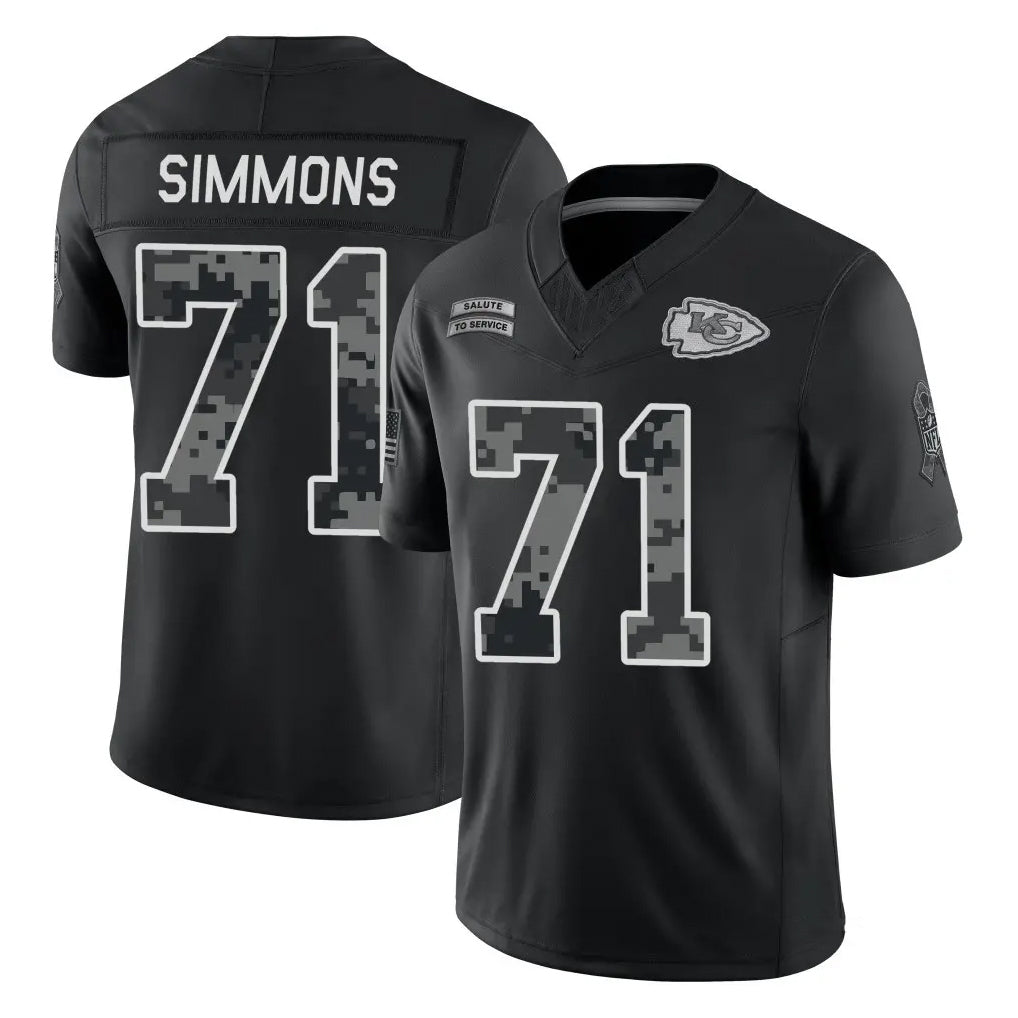 KC.Chiefs #71 Josh Simmons Player Black Limited 2026 Salute to Service Home Game Stitched Jerseys