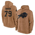B.Bills #79 Spencer Brown Player Brown Salute to Service Hoodies CAdoa Stitched Jerseys