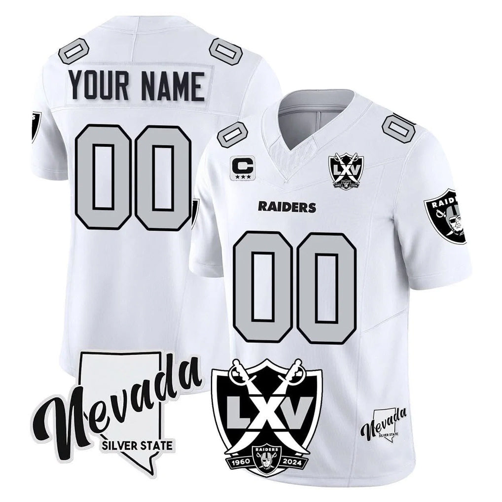 Custom LV.Raiders White 2026 Vapor Limited 65th Anniversary Home Game Any Name & Numbers CAdoa Stitched Jerseys