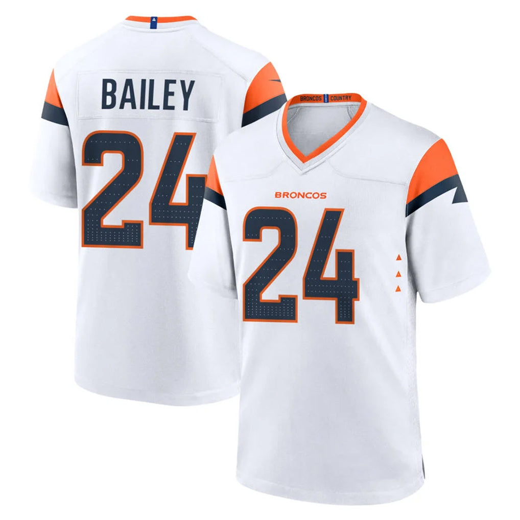 D.Broncos #24 Champ Bailey Player White Home Game CAdoa Stitched Jerseys