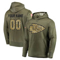 Custom KC.Chiefs Olive Salute to Service Pullover Hoodies Home Game Any Name & Numbers CAdoa Stitched Jerseys