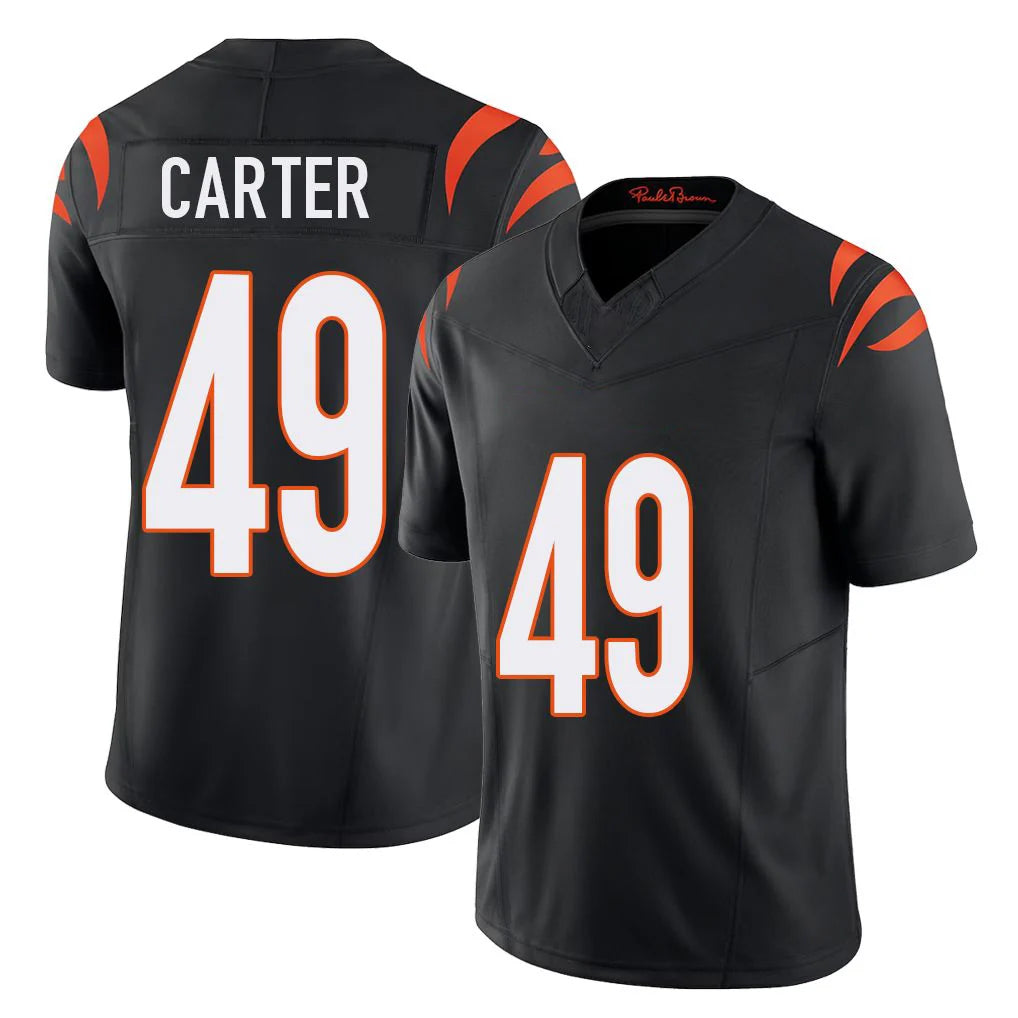 C.Bengals #49 Barrett Carter Player Black Vapor F.U.S.E. Limited Home Game CAdoa Stitched Jerseys