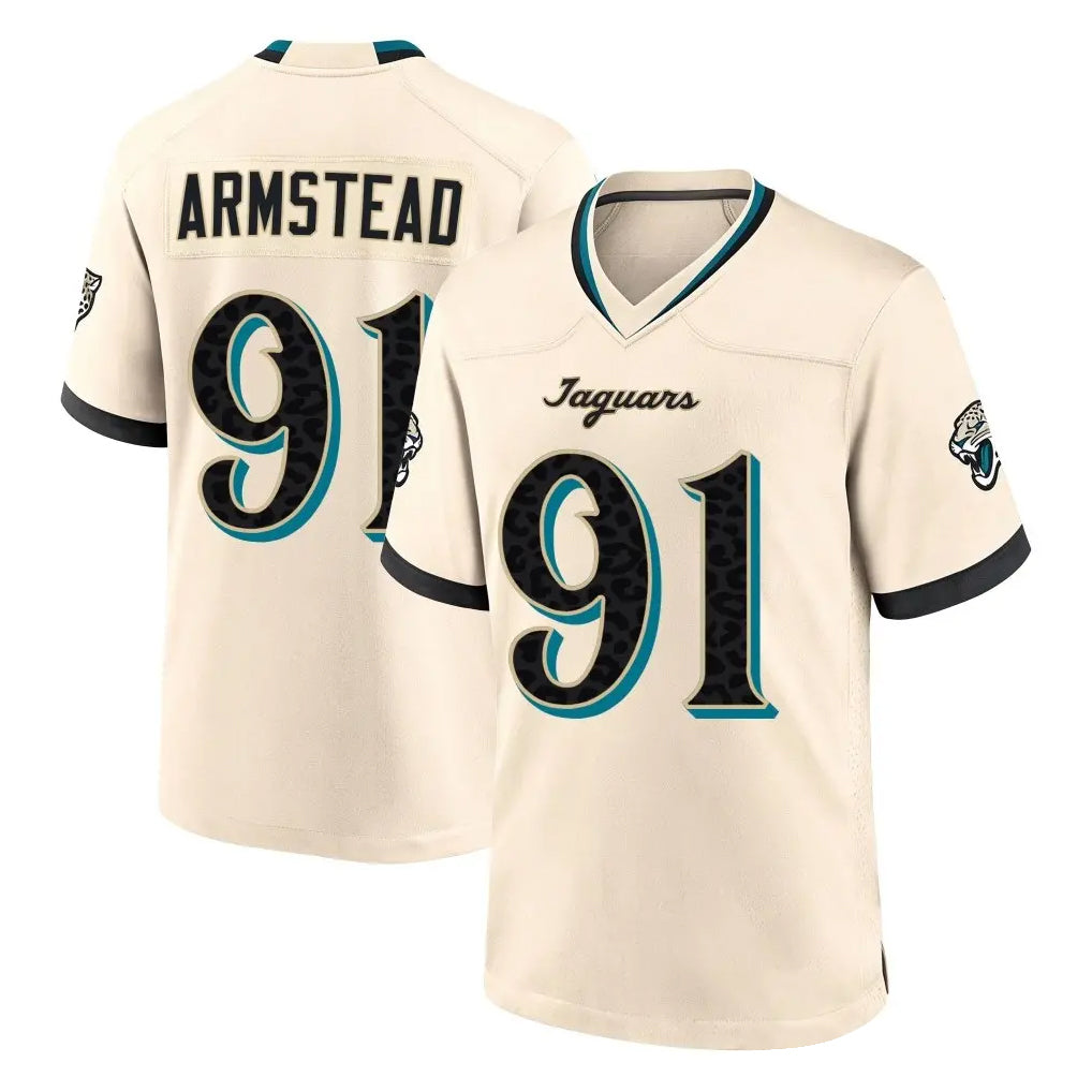 J.Jaguars #91 Arik Armstead Player Natural 2026 Rivalries Collection Game CAdoa Stitched Jerseys