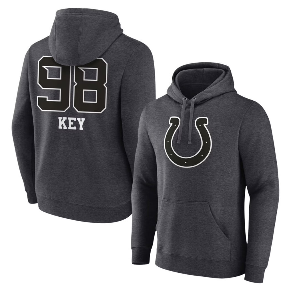 IN.Colts #98 Arden Key Player Charcoal Pullover Hoodies Limited Game CAdoa Stitched Jerseys
