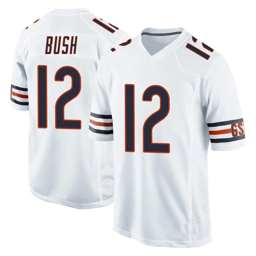 C.Bears #12 Devin Bush Player White Home Game CAdoa Stitched Jerseys