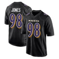 B.Ravens #98 Travis Jones Player Black Carbon Fashion Home Game CAdoa Stitched Jerseys