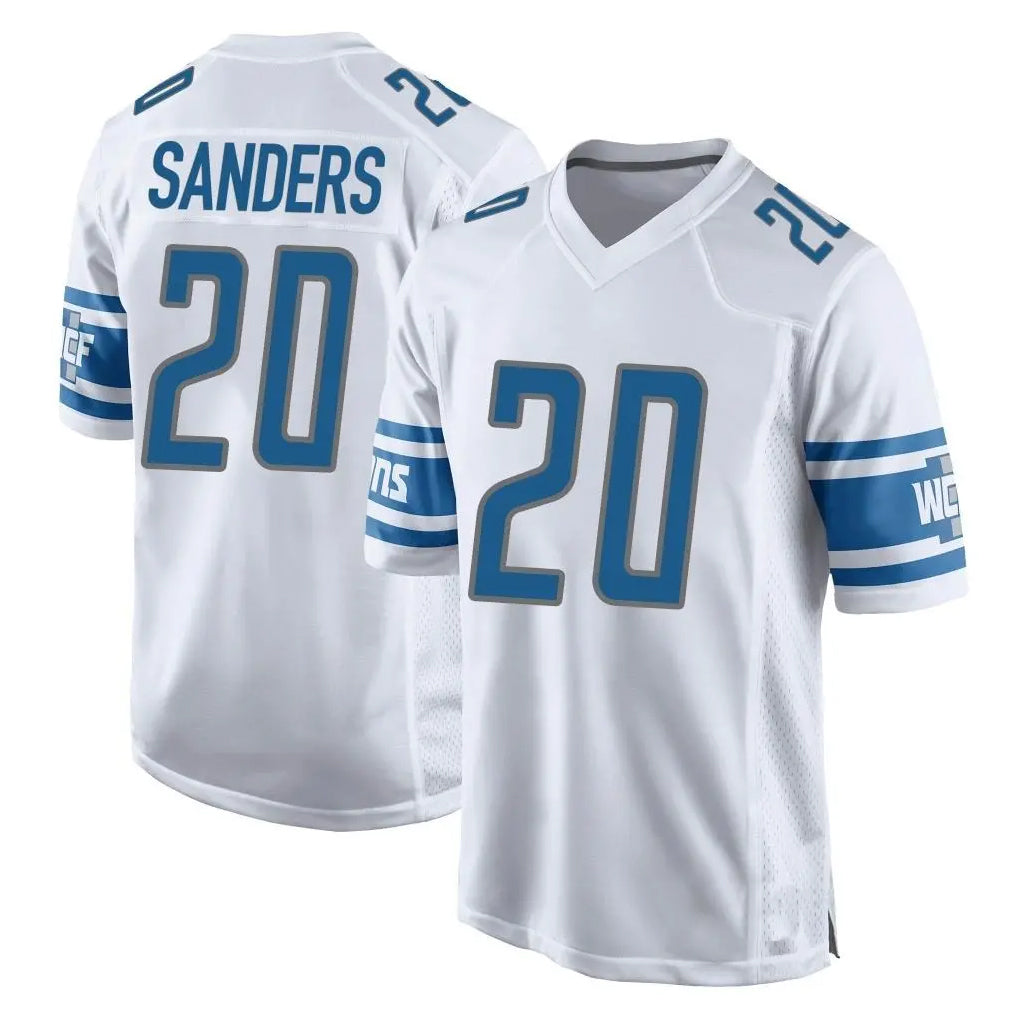 D.Lions #20 Barry Sanders Player White Home Game CAdoa Stitched Jerseys