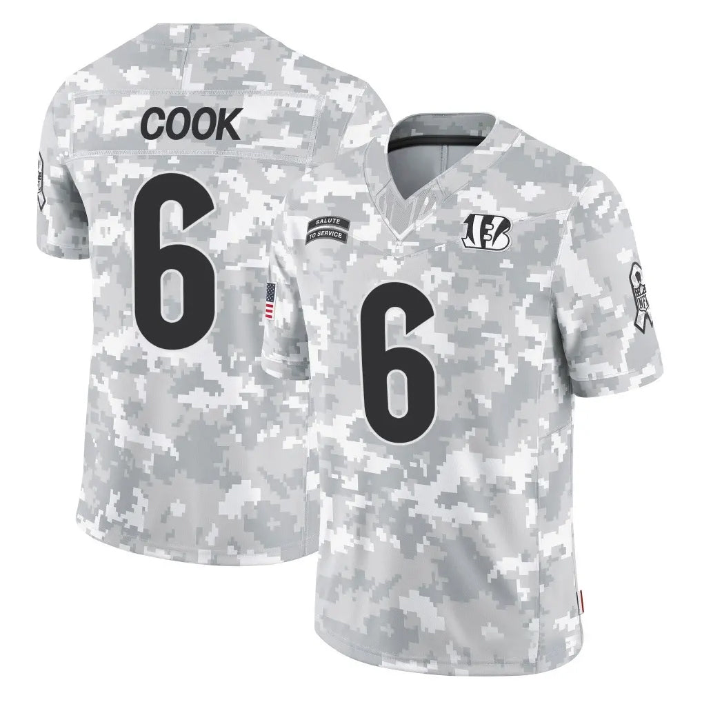 C.Bengals #6 Brian Cook Player Arctic Camo Salute to Service Limited CAdoa Stitched Jerseys