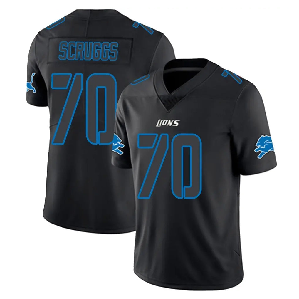 D.Lions #70 Juice Scruggs Player Black Impact Limited Home Game CAdoa Stitched Jerseys