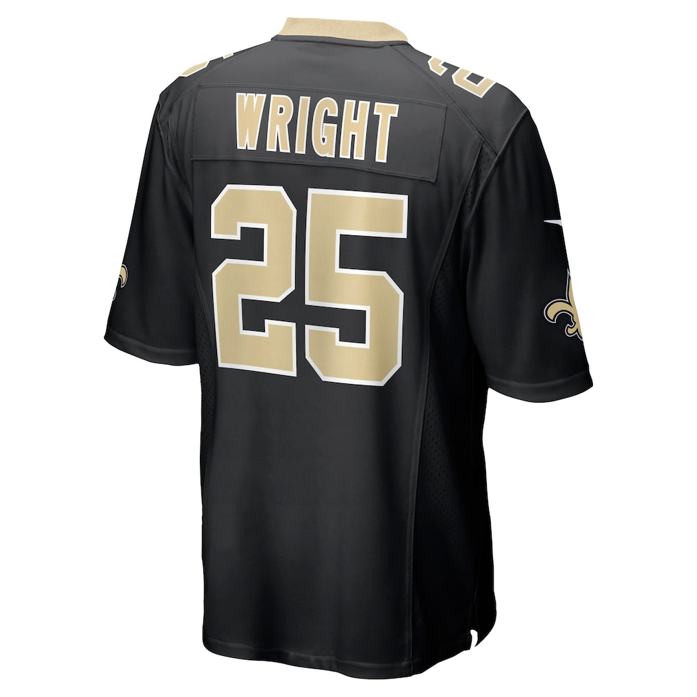 CAdoa NO.Saints #25 Rejzohn Wright Black Team Game Jersey
