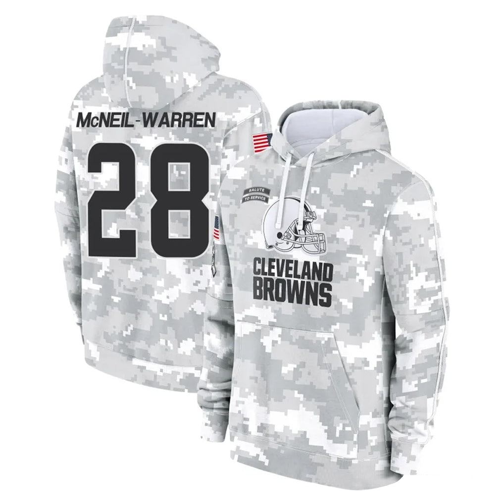 C.Browns #28 Emmanuel McNeil-Warren Player Arctic Camo Salute to Service Hoodies Limited Game CAdoa Stitched Jerseys