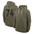 D.Broncos #74 Ben Powers Player Olive Salute to Service Pullover Hoodies Limited CAdoa Stitched Jerseys