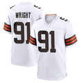 C.Browns #91 Alex Wright Player White Home Game CAdoa Stitched Jerseys