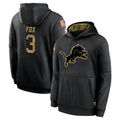 D.Lions #3 Jack Fox Player Black Salute to Service Hoodies Limited Game CAdoa Stitched Jerseys