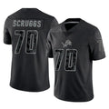 D.Lions #70 Juice Scruggs Player Black Reflective Limited Home Game CAdoa Stitched Jerseys