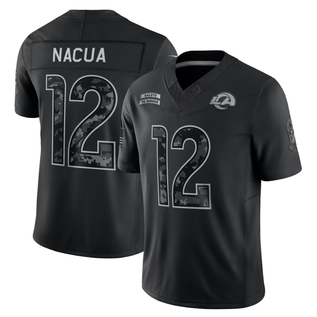 CAdoa LA.Rams #12 Puka Nacua Player Black Limited 2026 Salute to Service Home Game Stitched Jerseys