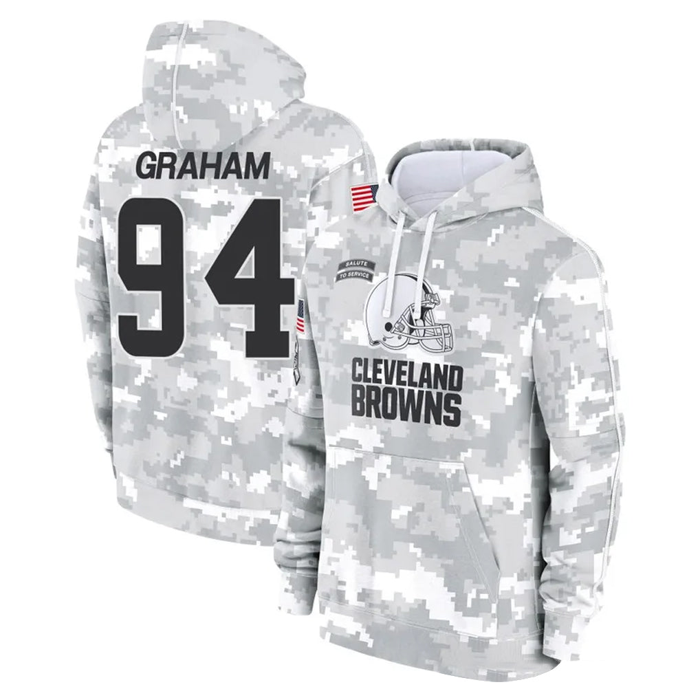 C.Browns #94 Mason Graham Player Arctic Camo Salute to Service Hoodies Limited Game CAdoa Stitched Jerseys