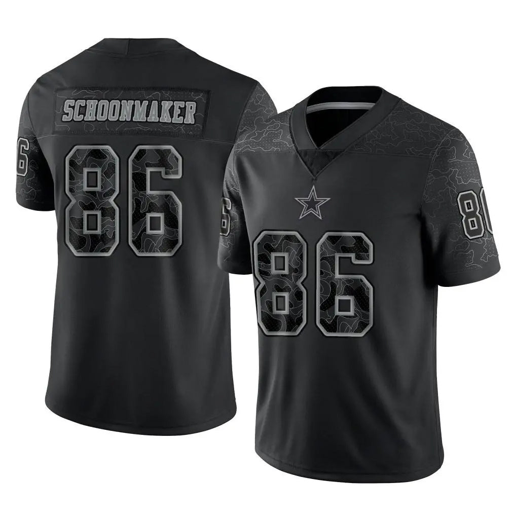 D.Cowboys #86 Luke Schoonmaker Player Black Limited Reflective Home Game CAdoa Stitched Jerseys
