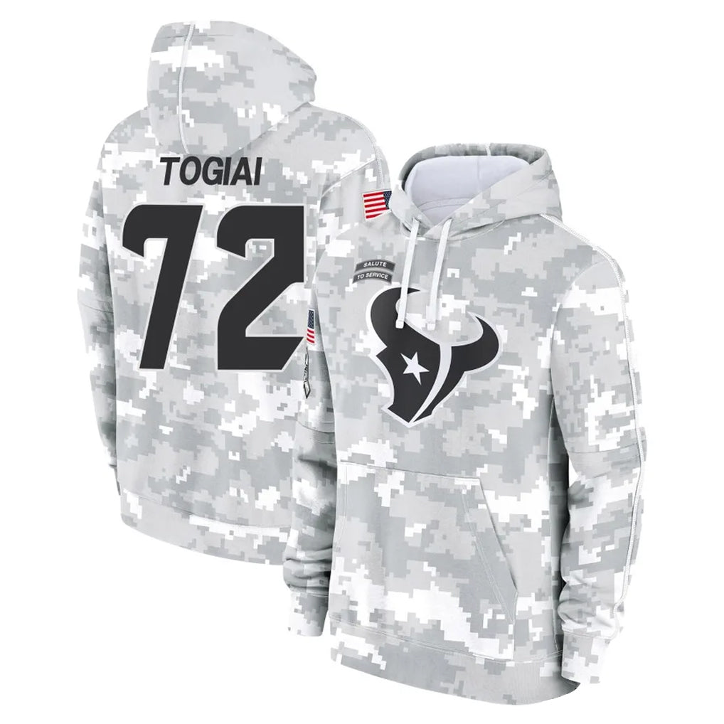 H.Texans #72 Tommy Togiai Player Arctic Camo Salute to Service Hoodies Limited Game CAdoa Stitched Jerseys