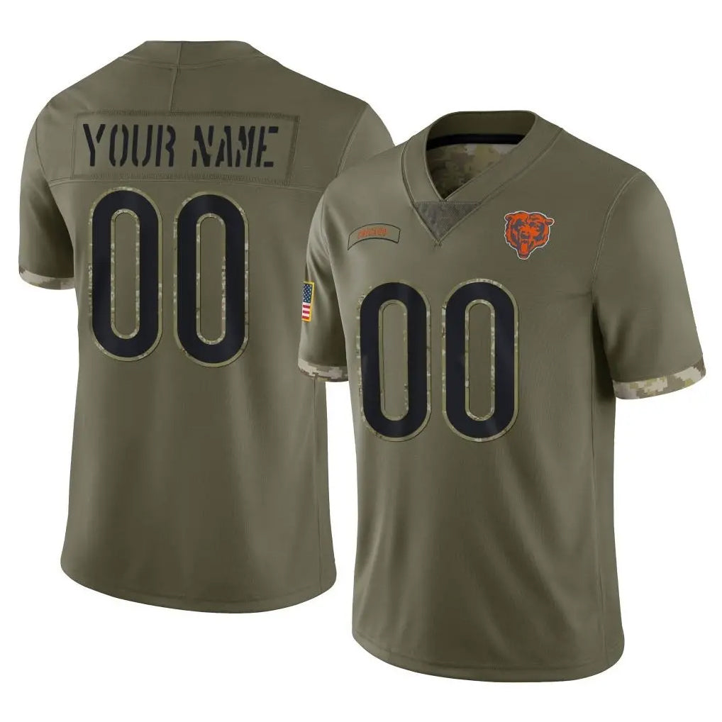 Custom C.Bears Olive Salute to Service Limited Game Any Name & Numbers CAdoa Stitched Jerseys