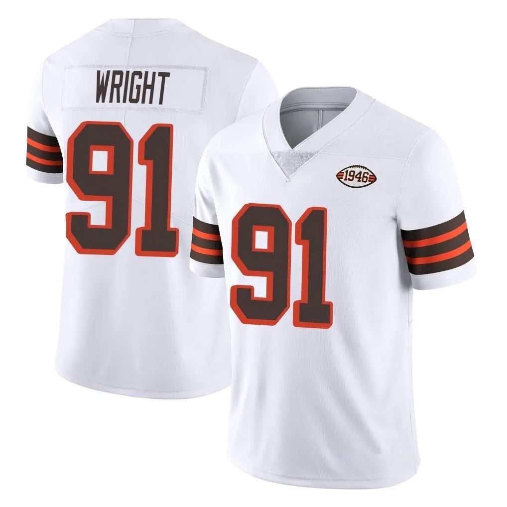 C.Browns #91 Alex Wright Player White Limited  Vapor 1946 Collection Alternate Game CAdoa Stitched Jerseys