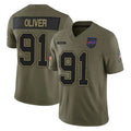 B.Bills #91 Ed Oliver Player Olive Salute To Service Limited Game CAdoa Stitched Jerseys