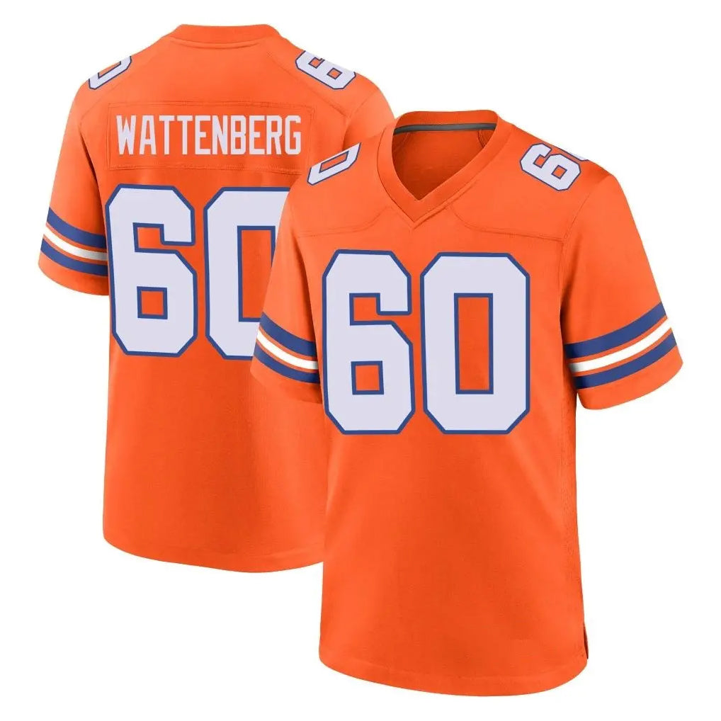 D.Broncos #60 Luke Wattenberg Player Orange Alternate Collection Throwback Game CAdoa Stitched Jerseys