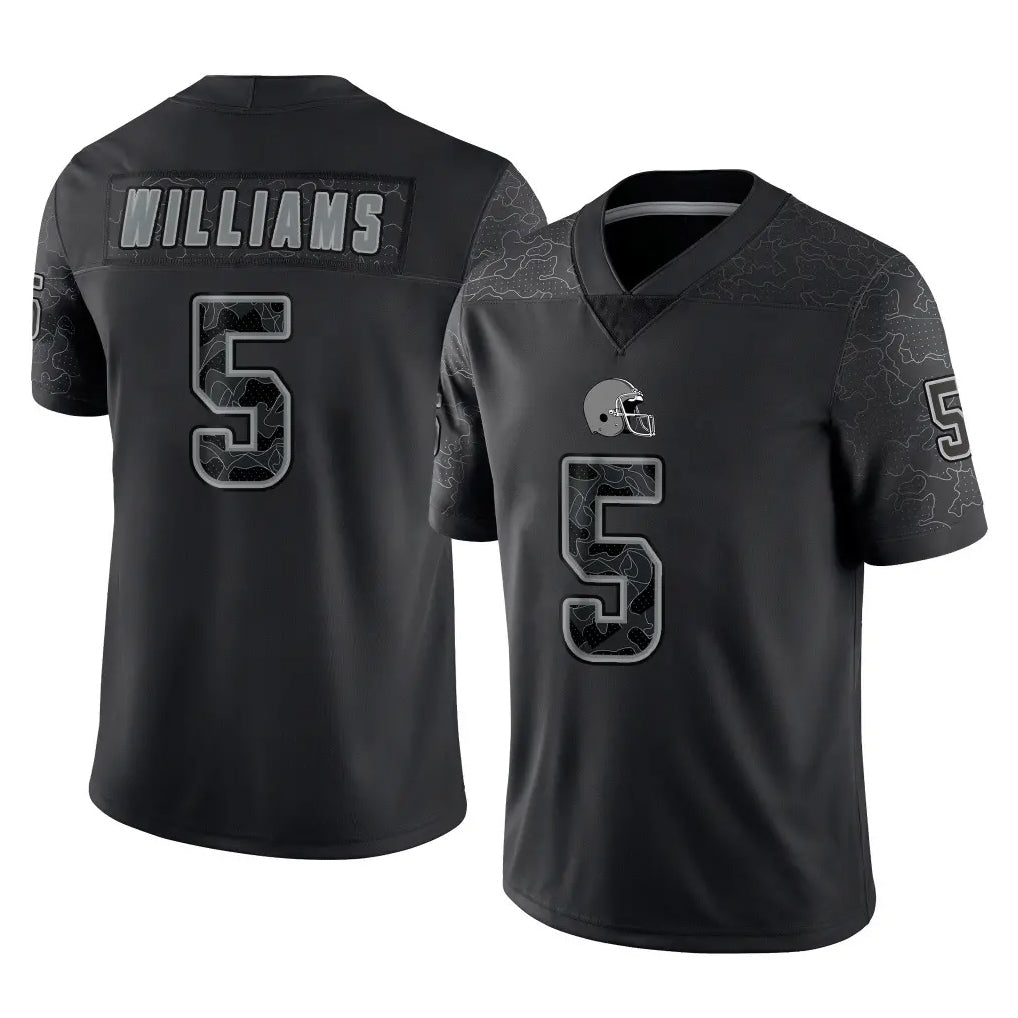 C.Browns #5 Quincy Williams Player Black Reflective Home Game CAdoa Stitched Jerseys