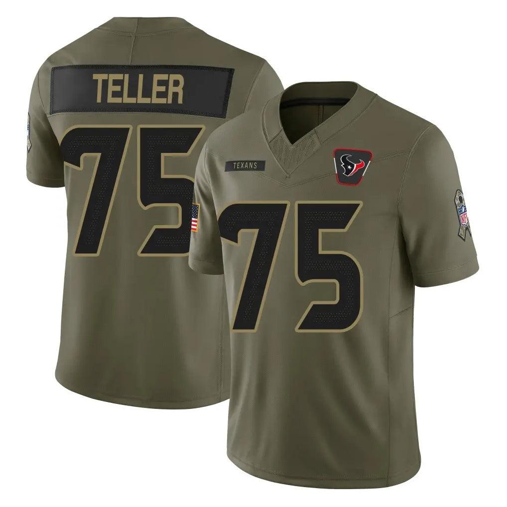 H.Texans #75 Wyatt Teller Player Olive 2025 Salute To Service Limited Game CAdoa Stitched Jerseys