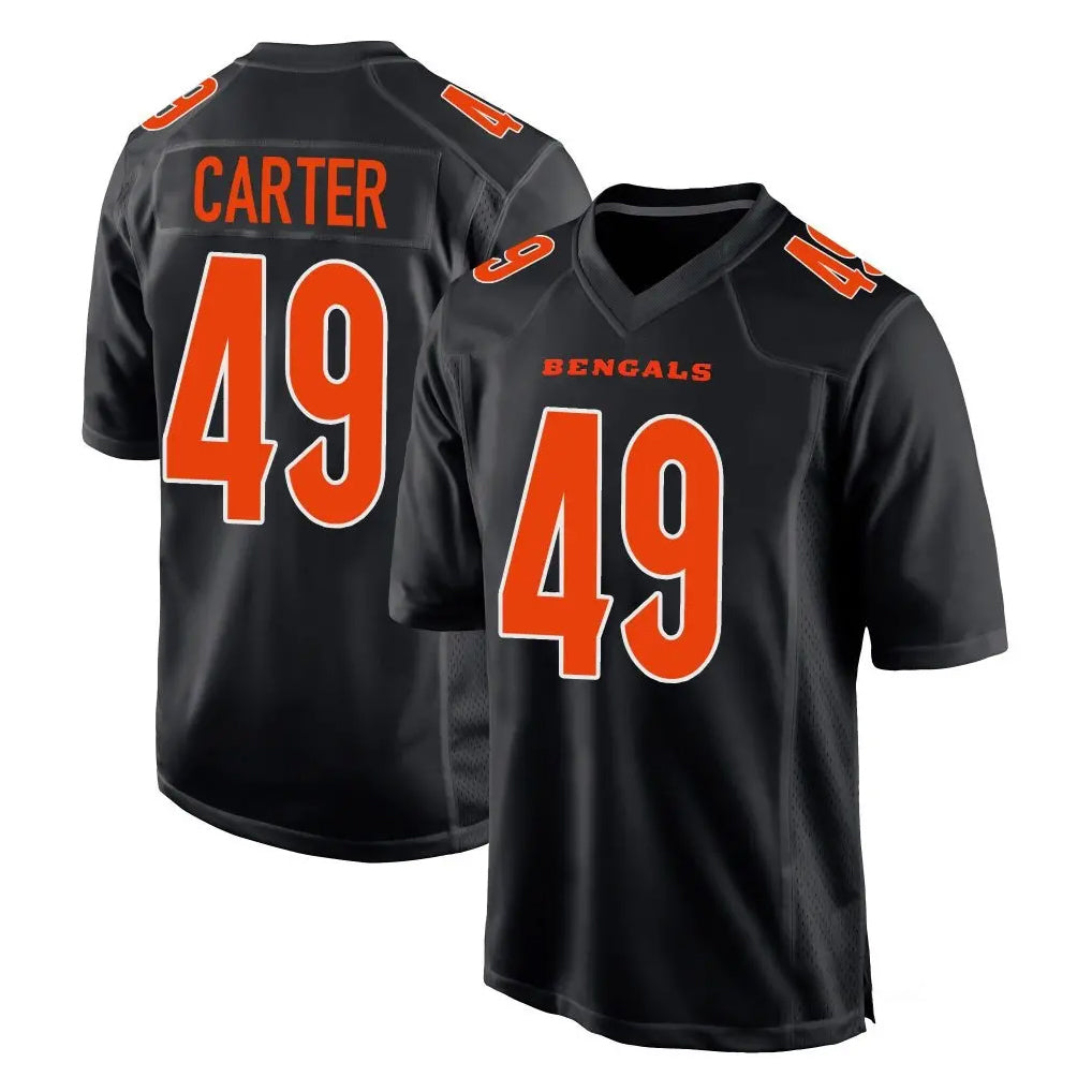 C.Bengals #49 Barrett Carter Player Black Fashion Game CAdoa Stitched Jerseys