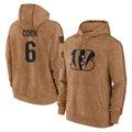 C.Bengals #6 Brian Cook Player Brown Salute to Service Pullover Hoodie Limited CAdoa Stitched Jerseys