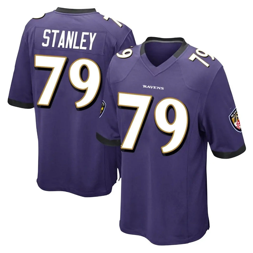 B.Ravens #79 Ronnie Stanley Player Purple Color Rush Home Game CAdoa Stitched Jerseys