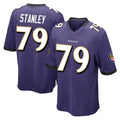 B.Ravens #79 Ronnie Stanley Player Purple Color Rush Home Game CAdoa Stitched Jerseys