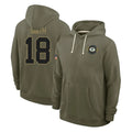 GB.Packers #18 Jonnu Smith Player Olive Salute to Service Pullover Hoodies Limited CAdoa Stitched Jerseys